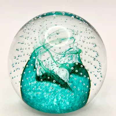 Signed Scottish Catherine’s Cauldron Glass Paperweight Millefiori 