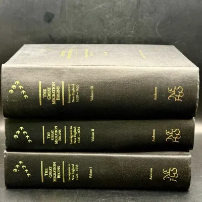 The Great Migration Begins-Immigrants To New England 1620-1633 Robert Charles Anderson Vol. 1-3 