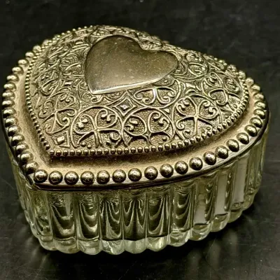 Vintage Heart Shaped Trinket Box 
