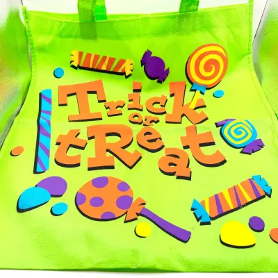 Fun Neon Green Canvas Trick Or Treat Bag