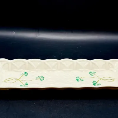 Belleek Ireland Shamrock Mint Tray 
