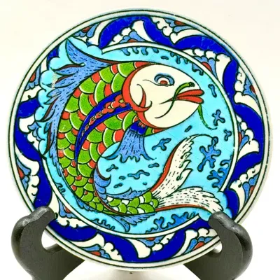 Vintage Hand Painted Turkish Style Trivet Or Wall Hanging