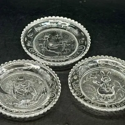 (2) Clear Vintage Glass Cup Coasters 