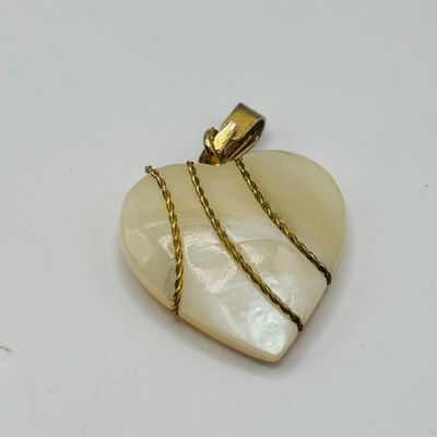 LOT 203: Heart Shaped Pendant w/Twisted Gold Tone Wire, Dangling Pierced Earrings & Gold Tone Crucifix