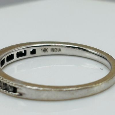 LOT 183: Slim Diamond Band Ring: 14K India, 2.08g TW, sz 7