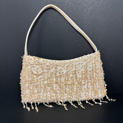 LOT 139: Nicole Miller Beaded Evening Bag & Black Metal Mesh Envelope Purse