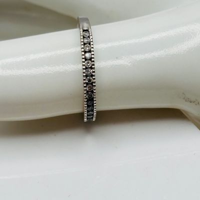 LOT 183: Slim Diamond Band Ring: 14K India, 2.08g TW, sz 7