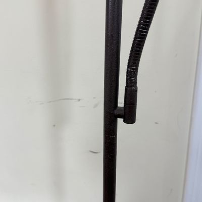 LOT 19: Metal Side Table with Glass Top, Nautical Painted Mirror and Floor Lamp