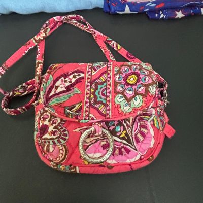 LOT 141: Vera Bradley Call Me Coral Small Crossbody, July Angel Accent Figurine, Zipper Pouches, Scarves & More