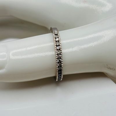 LOT 183: Slim Diamond Band Ring: 14K India, 2.08g TW, sz 7