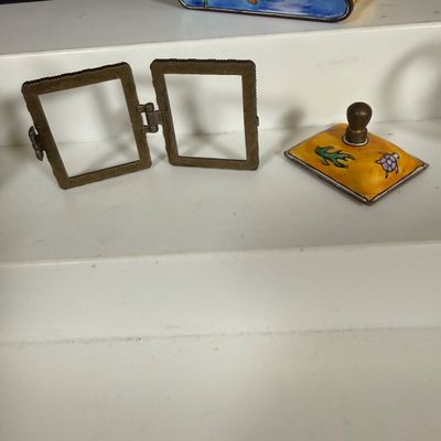 LOT 75: Collection of Miniature Enamel Teapots by Kelvin Chen, Mini Glass Flower Teapot Paperweights, Lenox Shell Shaped Dish & More