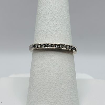 LOT 183: Slim Diamond Band Ring: 14K India, 2.08g TW, sz 7