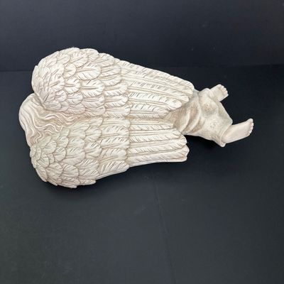 LOT 145: Handmade Crocheted Angel in a Gold Framed Display Box, Resin Sleeping Angel Shelf Sitter Sculpture, Pottery Planter & Faux...