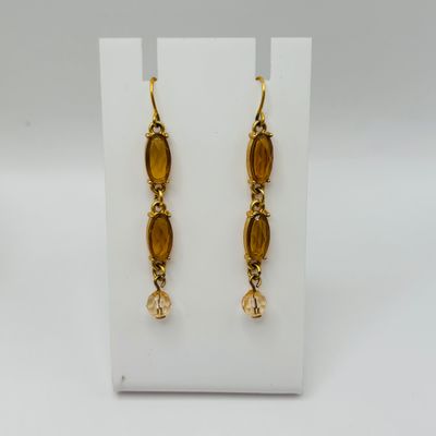 LOT 203: Heart Shaped Pendant w/Twisted Gold Tone Wire, Dangling Pierced Earrings & Gold Tone Crucifix