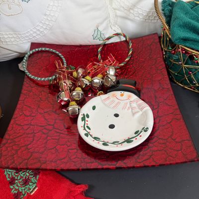 LOT 164: Large Assortment of Holiday Tea Towels, Napkins, Stockings Pillows Decor and More