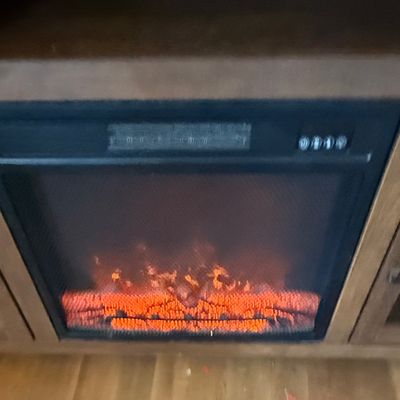 LOT 80: Wooden Media Stand with Electric Fireplace Heater