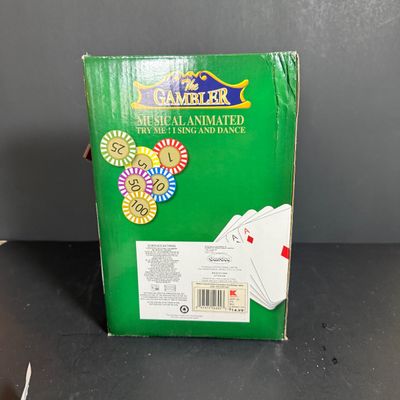 LOT 79: Vintage Dan Dee Animatronic Frog "The Gambler" in Original Box, Spidewick Childrens Book. Poker Chips, Cards and Hand...