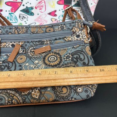 LOT 137: Stone Mountain Collection: Heart Print Bag & Blue/Tan Pasiley Crossbody