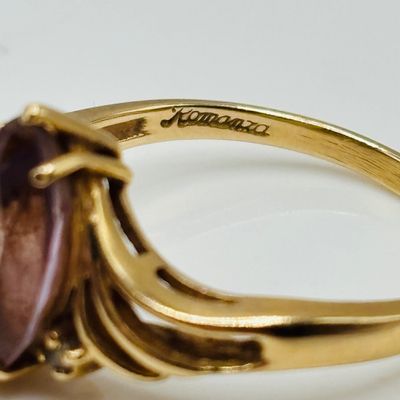 LOT 184: Marquise Cut Stone Romanza 14K Gold Ring 2.66g Tw, sz7