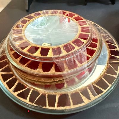 LOT 21: Collection of Christmas Plates and More Includng a Holiday Yankee Candle and Mirror Candle Plates