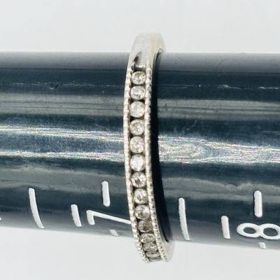 LOT 183: Slim Diamond Band Ring: 14K India, 2.08g TW, sz 7