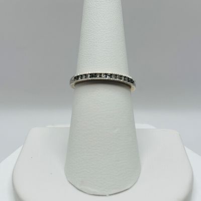 LOT 183: Slim Diamond Band Ring: 14K India, 2.08g TW, sz 7