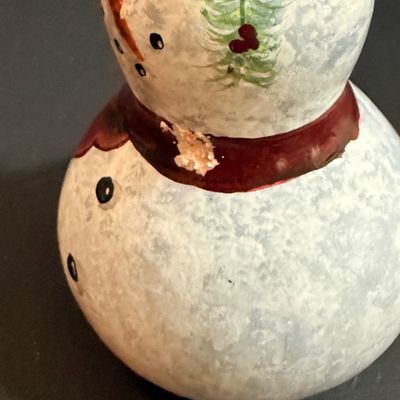LOT 20: Collection of Festive Snowmen and Other Holiday Decor Including Painted Gourds and a Glass Frog Santa