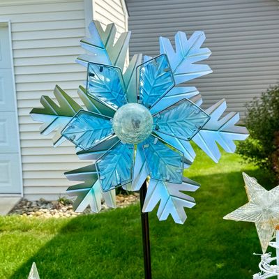 LOT 63: Assortment of Christmas Lawn Decorations Including Rope Light Christmas Trees, Candy Cane Lights. Snowflake Wind Spinner, Red...