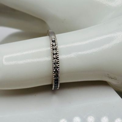 LOT 183: Slim Diamond Band Ring: 14K India, 2.08g TW, sz 7