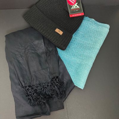 LOT 144: Cara by Gates Cashmere Lined Leather Gloves, Zeroxposur Plush Lining Cold Weather Hat & Scarves
