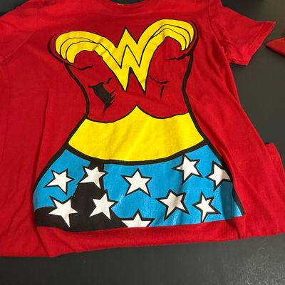 LOT 76: Marvels Captain America Shield Backpack with Wonder Woman Costume (Cape, Shirt and Headband Only)