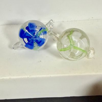 LOT 75: Collection of Miniature Enamel Teapots by Kelvin Chen, Mini Glass Flower Teapot Paperweights, Lenox Shell Shaped Dish & More