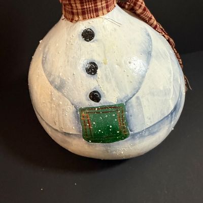 LOT 20: Collection of Festive Snowmen and Other Holiday Decor Including Painted Gourds and a Glass Frog Santa