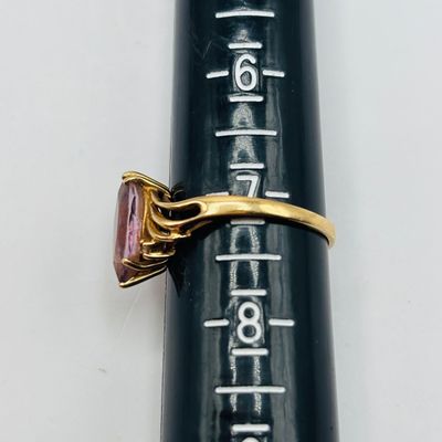 LOT 184: Marquise Cut Stone Romanza 14K Gold Ring 2.66g Tw, sz7