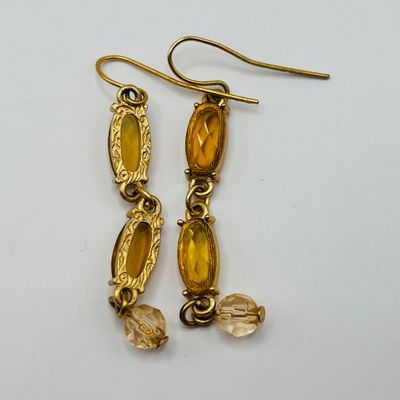 LOT 203: Heart Shaped Pendant w/Twisted Gold Tone Wire, Dangling Pierced Earrings & Gold Tone Crucifix