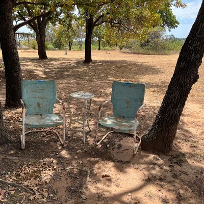 Vintage yard chairs blue