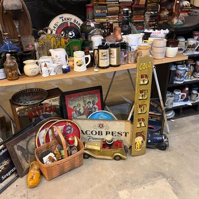 Various mugs and decanters