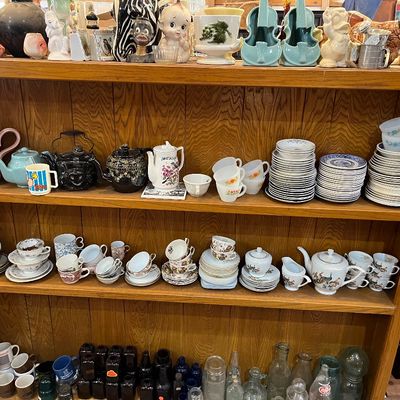 Dishes,  bottles and knick nacks