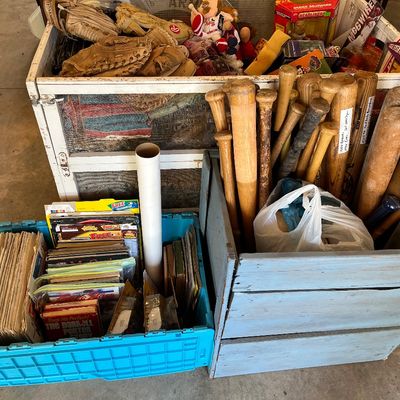 Vintage Baseball Bats, Balls and books