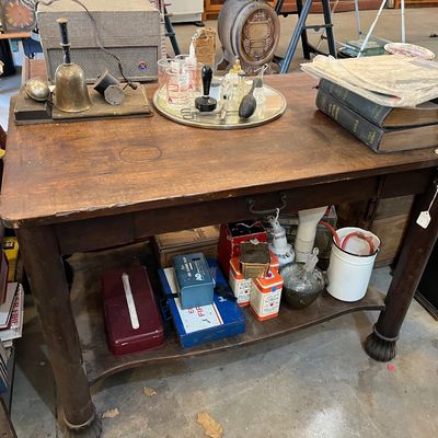 Vintage desk, old supplies