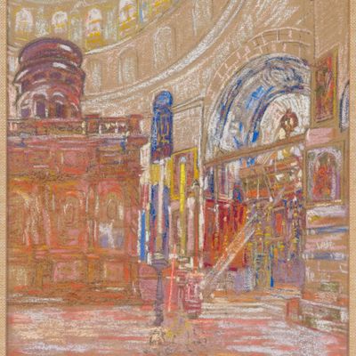 Sale Photo Thumbnail #42: Henry Soulen (1888-1965) Chalk Church Scene