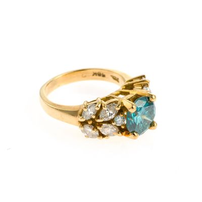 Sale Photo Thumbnail #11: 18K Gold and 1.6 Ct Blue Diamond Ring