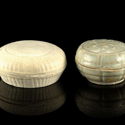 Sale Photo Thumbnail #101: Two Qingbai Molded Circular Lidded Boxes