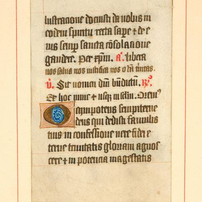 Sale Photo Thumbnail #186: Framed Illuminated Psalter Leaf Page (England, 1350)