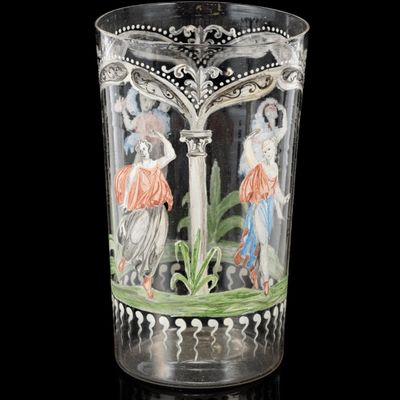 Sale Photo Thumbnail #164: Steuben Painted Glass Presentation Beaker