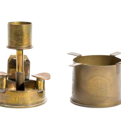 Sale Photo Thumbnail #250: 2 WWI Trench Art Ashtrays