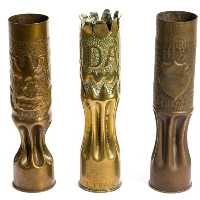 Sale Photo Thumbnail #274: 3 WWI Trench Art Shells