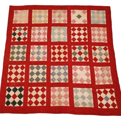 Sale Photo Thumbnail #133: 1880s Nine-Patch Variation Quilt