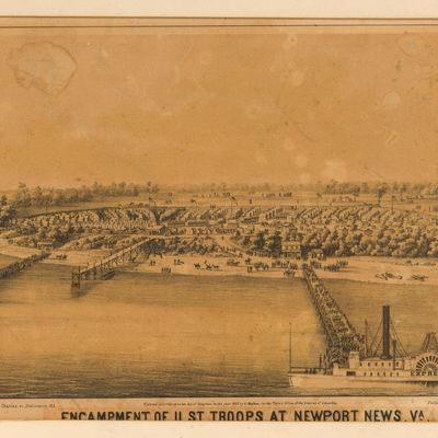 Sale Photo Thumbnail #28: 1861 Lithograph US Troops at Newport News