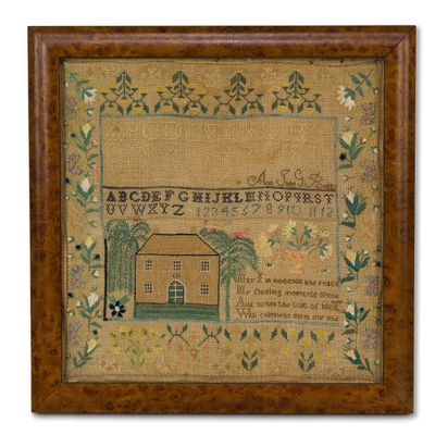 Sale Photo Thumbnail #193: 19th C Small Needlepoint Sampler "Ann Jane G. Boggs"